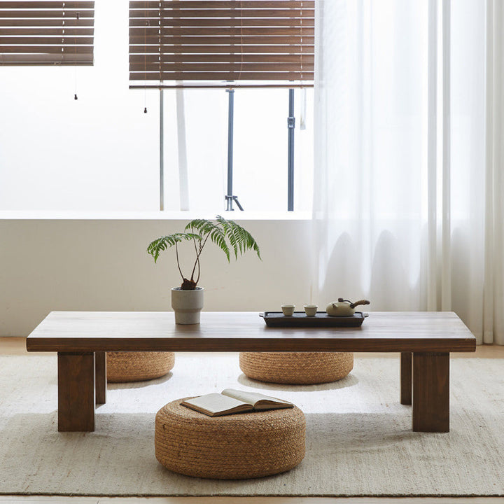 Traditional Japanese Rectangular Tabletop Solid Wood Coffee Table
