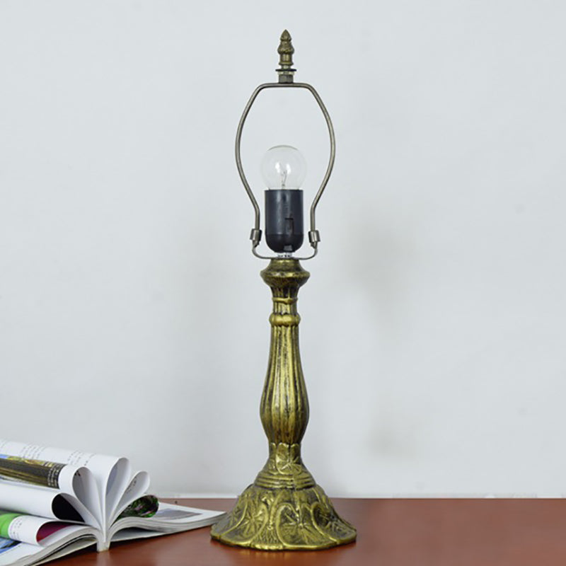 Traditional Vintage Flower Gemstone Stained Glass 1-Light Table Lamp For Living Room