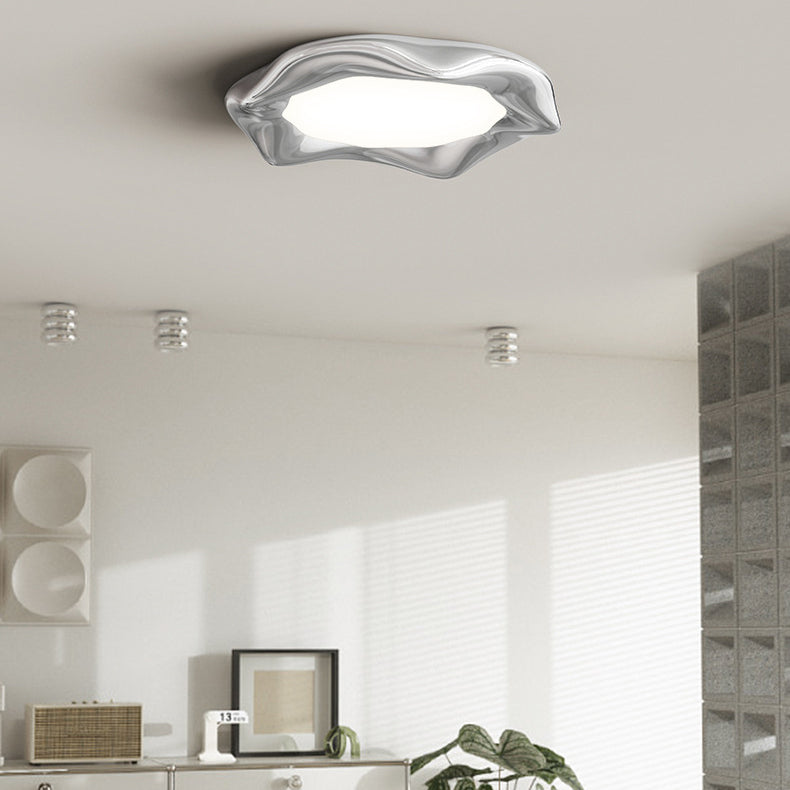 Moderne unbedeutende unregelmäßige runde Eisen-ABS LED-Unterputz-Deckenleuchte für Wohnzimmer 
