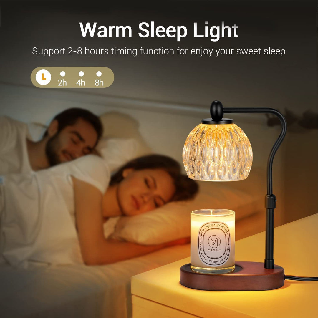 Modern Minimalist Round Glass Rubberwood Iron 1-Light Aroma Melted Wax Table Lamp For Bedroom