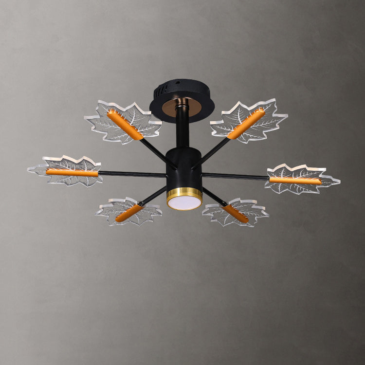 Lustre LED en fer acrylique à feuilles d&