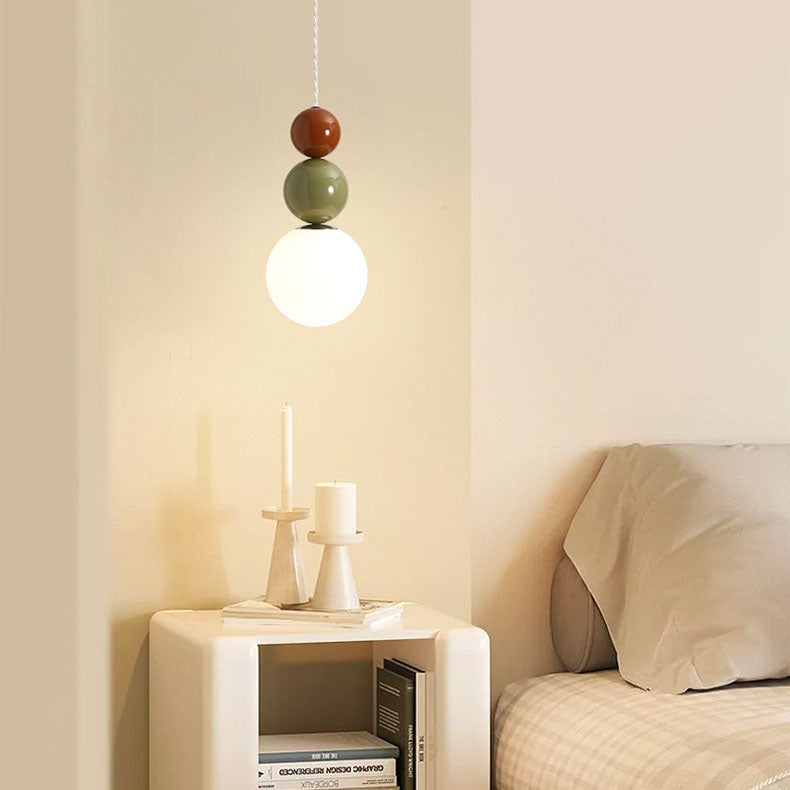 Moderne minimalistische runde Kugel Eisen Glas 1-Licht Pendelleuchte für Schlafzimmer 