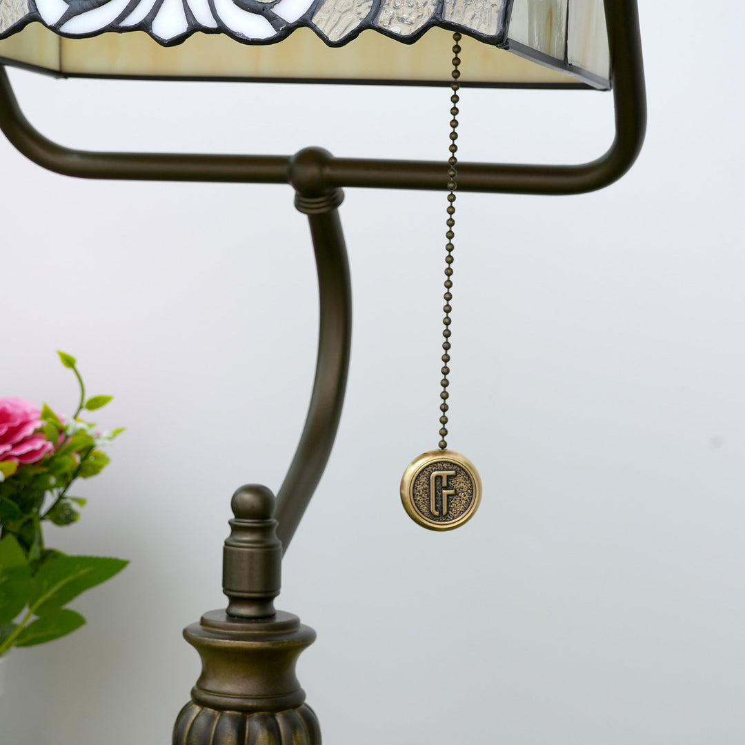 Traditional Tiffany Angel Wings Stained Glass Resin Iron 1-Light Table Lamp For Living Room