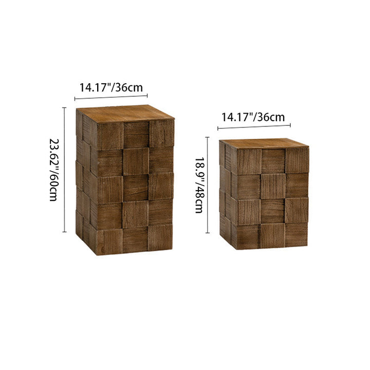 Traditioneller Vintage Quadratischer Massivholz Beistelltisch 1-Etage Für Wohnzimmer 