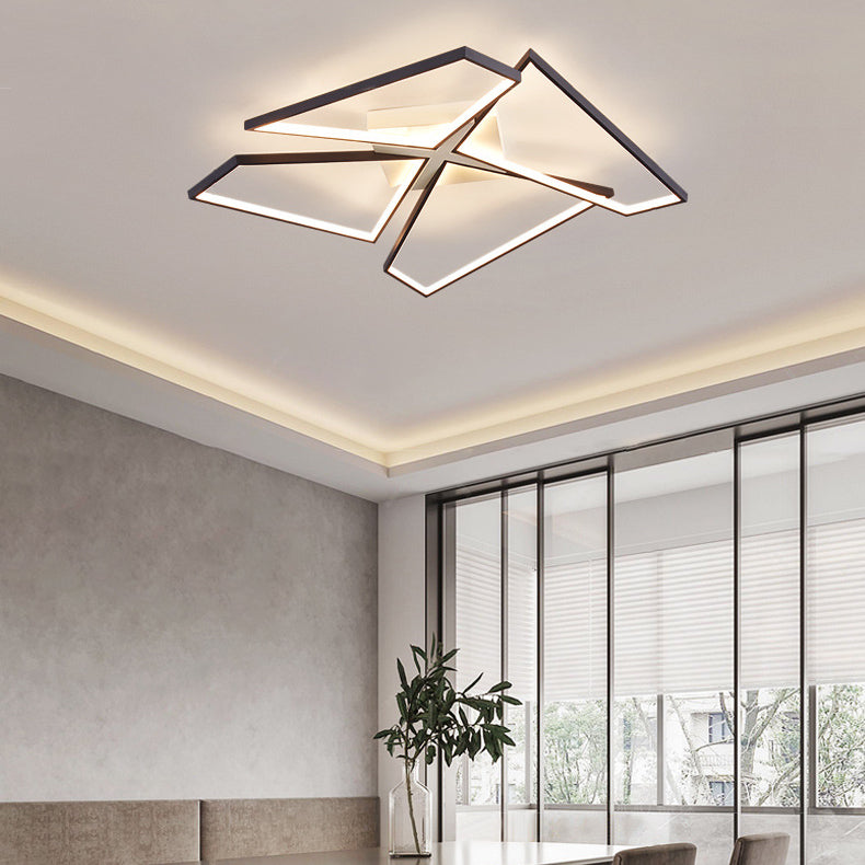 Moderne minimalistische Dreieck Patchwork Quadrat Rechteck Aluminium Eisen Silikon LED Unterputz Deckenleuchte für Schlafzimmer 