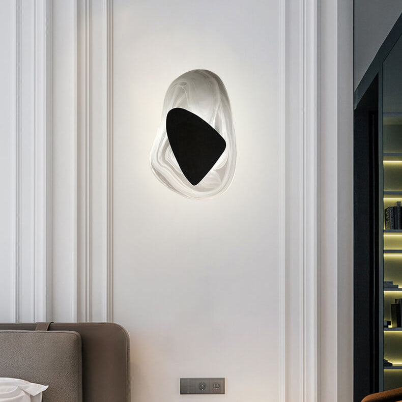 Modern Art Deco Irregular Oval Glass Iron LED Wall Sconce Lamp For Living Room