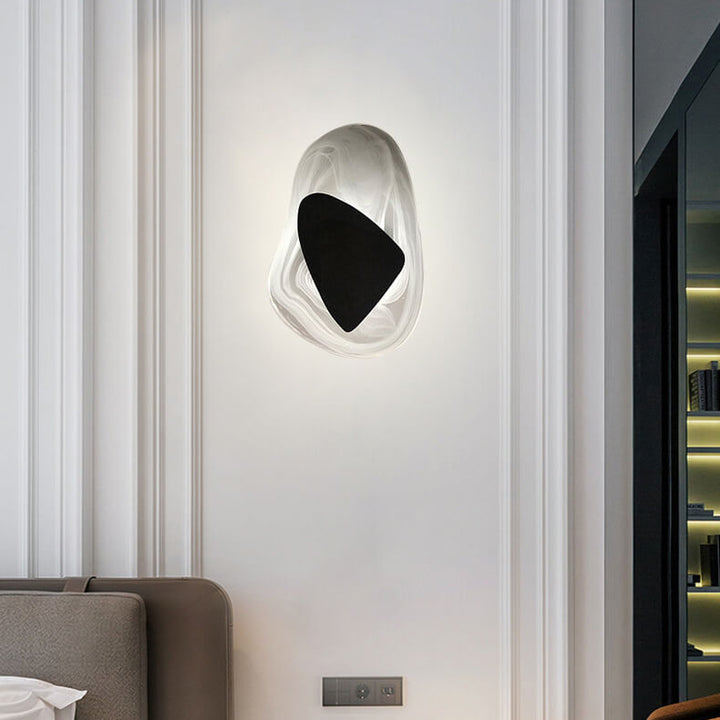 Modern Art Deco Irregular Oval Glass Iron LED Wall Sconce Lamp For Living Room