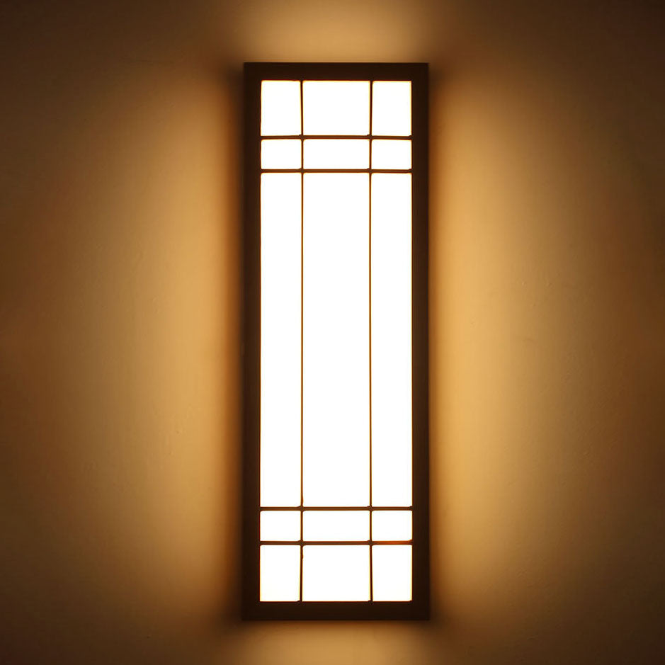 Aplique de pared LED de acrílico de madera maciza rectangular tradicional japonesa para dormitorio 