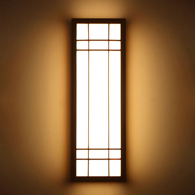 Traditionelle japanische rechteckige Massivholz-Acryl-LED-Wandleuchterlampe für Schlafzimmer 