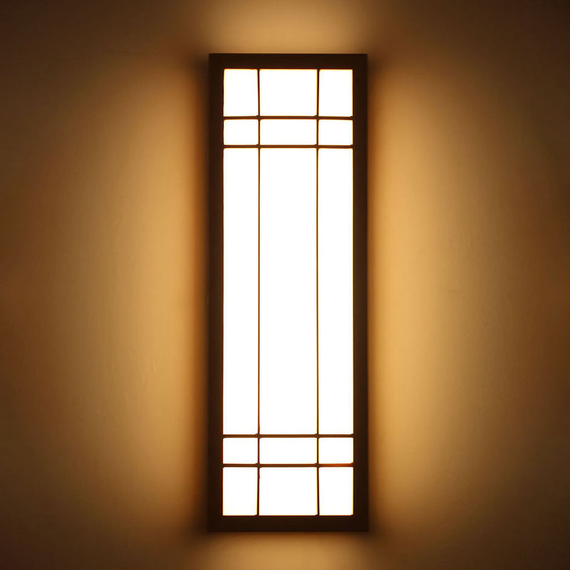 Traditionelle japanische rechteckige Massivholz-Acryl-LED-Wandleuchterlampe für Schlafzimmer 