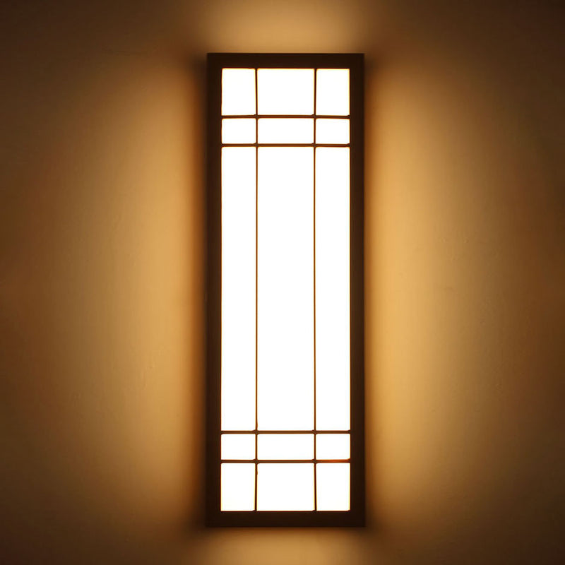 Traditional Japanese Rectangle Solid Wood Acrylic LED Wall Sconce Lamp For Bedroom