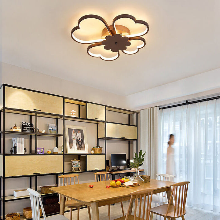 Contemporary Creative Clover Design Silicone Aluminum LED Flush Mount Ceiling Light For Living Room &amp; Bedroom