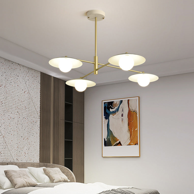 Moderne minimalistische runde fliegende Untertasse Orb Zweig Eisen Glas 4/6/8 Licht Kronleuchter für Wohnzimmer 