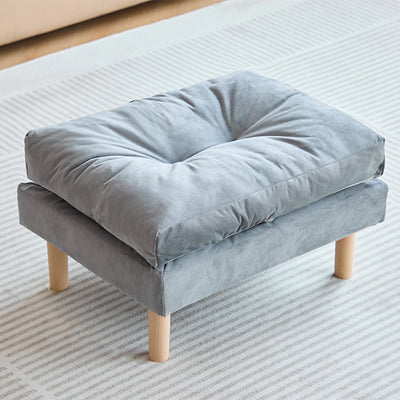 Contemporary Scandinavian Rectangular Snowflake Velvett Upholstered Low Stool Footstool For Living Room