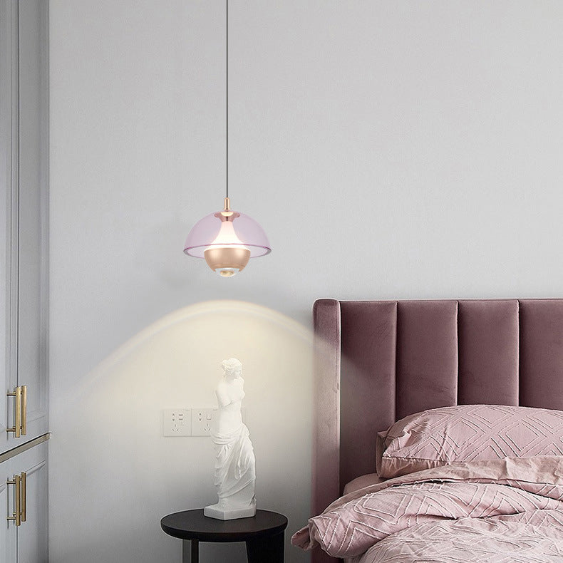 Moderne Einfachheit Hemisphäre Liftable Aluminium Acryl LED Pendelleuchte für Esszimmer 