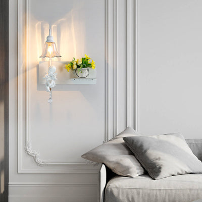 Zeitgenössische kreative Engel Blütenblatt Harz Glas 1/2 Licht Wandleuchte Lampe für Schlafzimmer 