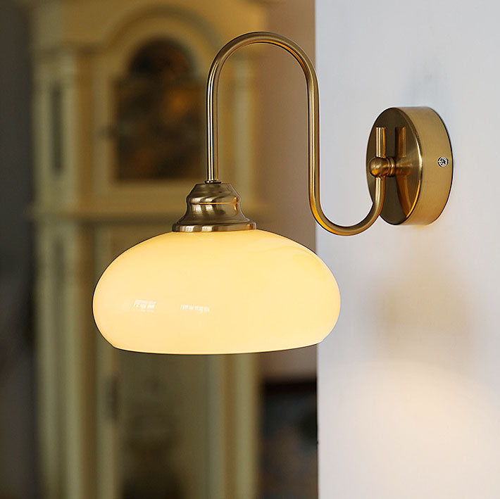 Contemporary Nordic Round Dome Iron Glass 1-Light Wall Sconce Lamp For Bedroom