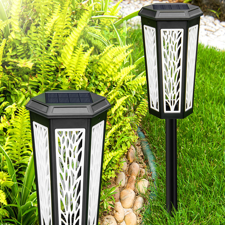 Contemporary Industrial Solar Hexagonal Plastic LED Lawn Insert Light For Outdoor Patio