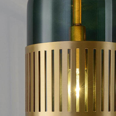 Vintage Light Luxury Brass Cylindrical Glass 1-Light Wall Sconce Lamp