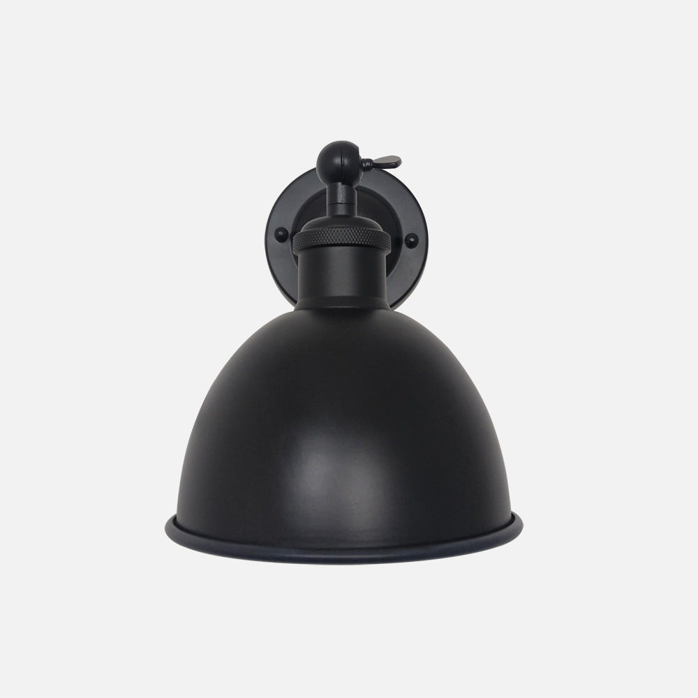 Zeitgenössische industrielle Eisen halbrunde Schatten Rocker Arm 1-Licht Wandleuchte Lampe für Wohnzimmer 