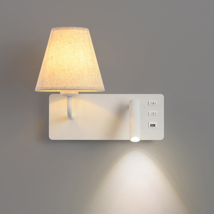 Moderne Einfachheit Eisen Aluminium Stoff Kegel 1-Licht Wandleuchte Lampe für Schlafzimmer 