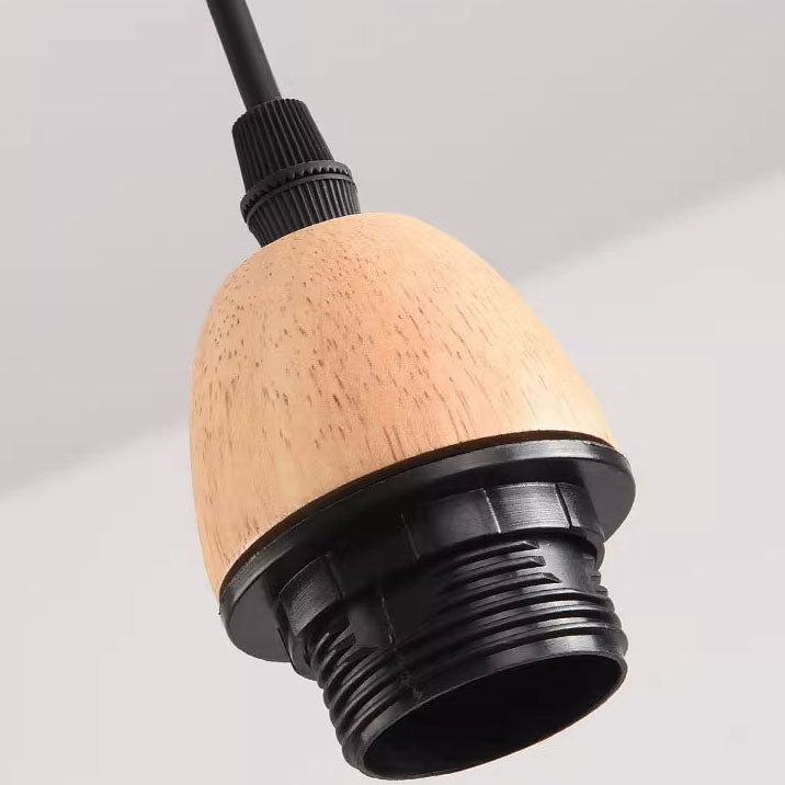 Lámpara Colgante Tradicional Japonesa Ovalada de Filigrana de Madera de 1 Luz para Sala de Estar 