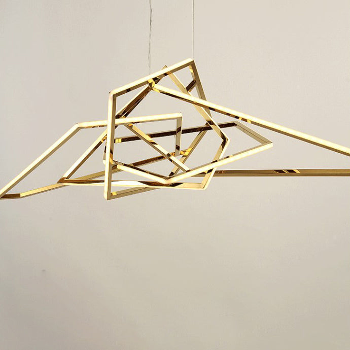 Contemporary Scandinavian Stainless Steel PVC Irregular LED Chandelier For Living Room