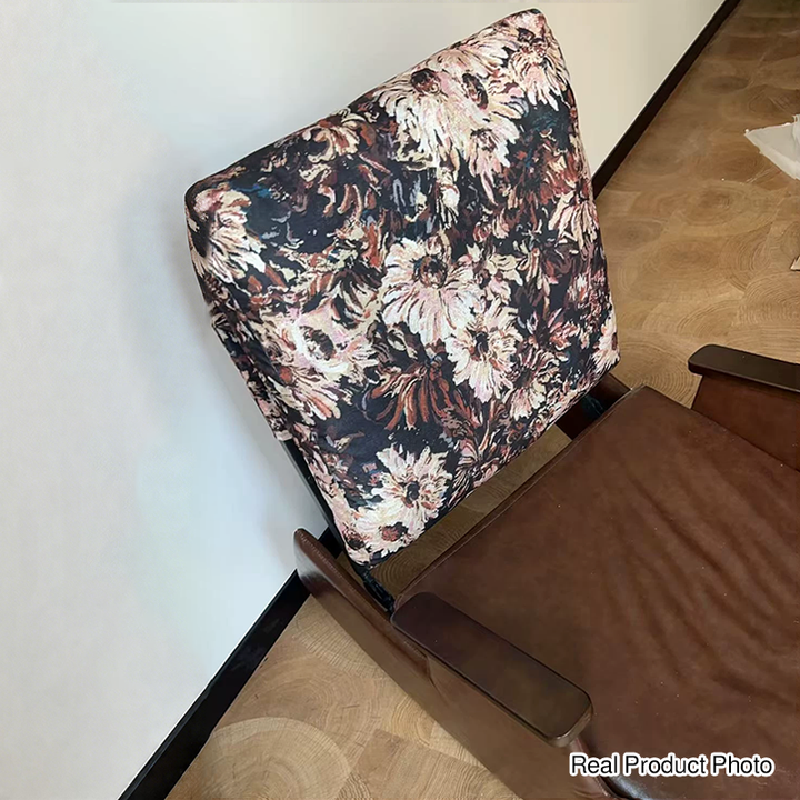 Traditioneller Vintage-Schaukelstuhl mit abnehmbarem rechteckigem Design aus Kunstleder in Öl-Wachs-Optik, Flanell, Sperrholz, Eisen und Schwammbaumwolle, mit Rückenlehne und Armlehnen, für das Wohnzimmer 