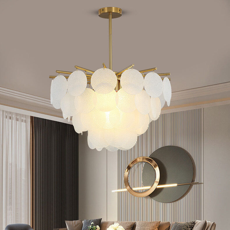 Contemporary Nordic Crystal Round Wind Chimes 6-Light Chandelier For Dining Room