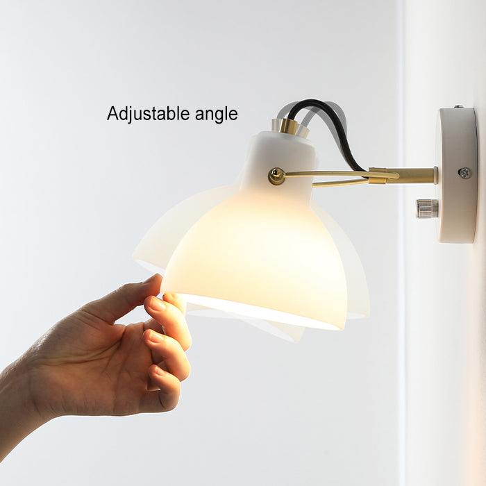 Lámpara de Aplique de Pared de 1 Luz Hemisferoide de Vidrio de Hierro de Simplicidad Moderna para Cabecera 