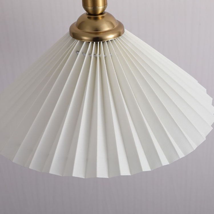 Contemporary Scandinavian Cone Plated Metal Fabric 1-Light Pendant Light For Living Room