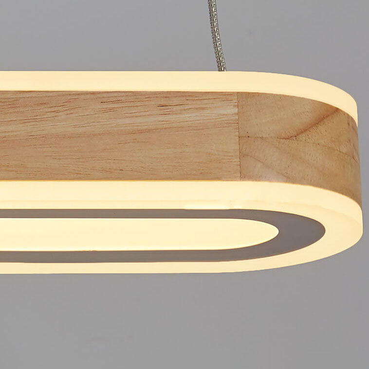 Nordischer, minimalistischer Log-Kronleuchter mit rechteckigem Insellicht und LED