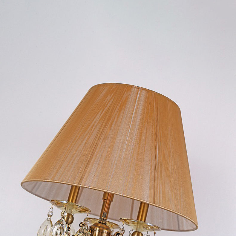 Lampe de Table Moderne en Alliage de Zinc avec Cristaux en Forme de Goutte de Champagne à 3 Lumières pour Chambre 