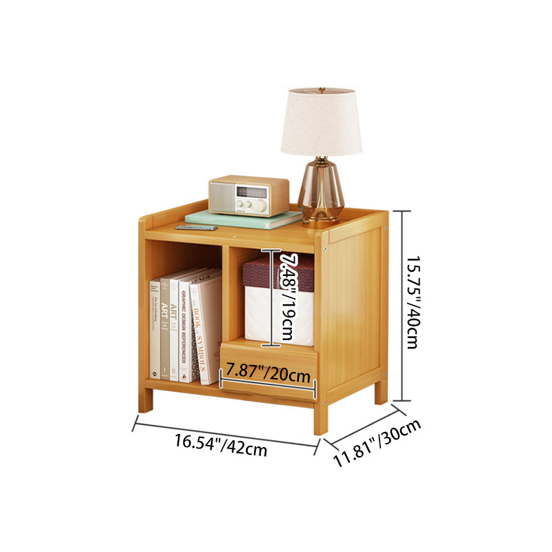 Table de nuit moderne minimaliste rectangulaire en bambou à densité de panneau 1/3 tiroir pour chambre 
