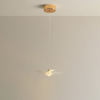 Lámpara colgante LED de acrílico y hierro con diseño de pájaro moderno para dormitorio 