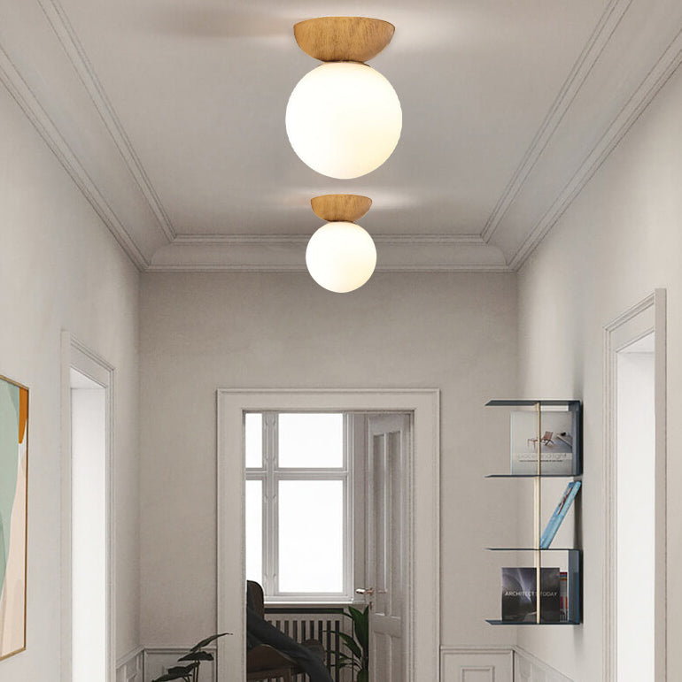 Modern Minimalist Glass Iron Orb 1-Light Semi-Flush Mount Light/Pendant Light for Living Room