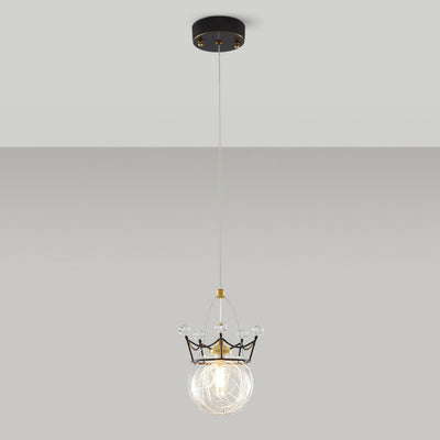 Moderne Luxus Crown Orb Alle Messing Glas 1-Licht Pendelleuchte für Schlafzimmer 