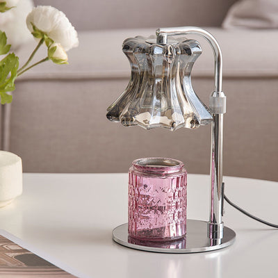 Moderne minimalistische florale Tischlampe mit rundem Sockel aus Eisenglas mit 1 Licht für die Aromatherapie mit schmelzendem Wachs für Schlafzimmer 