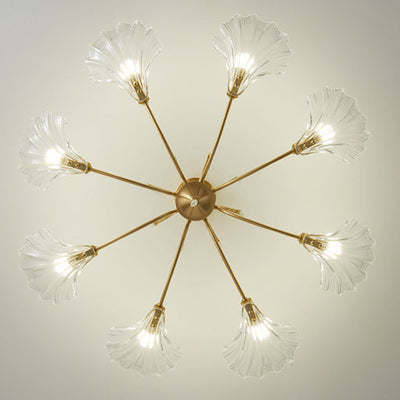 Moderne minimalistische Shell Kupfer Glas 3/6/8 Licht Kronleuchter für Wohnzimmer 