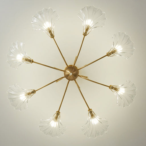 Moderne minimalistische Shell Kupfer Glas 3/6/8 Licht Kronleuchter für Wohnzimmer 