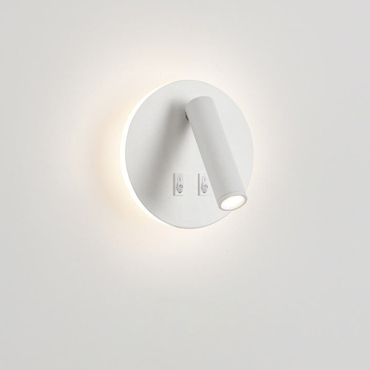 Applique murale LED circulaire rotative en fer et aluminium de simplicité moderne pour chambre 