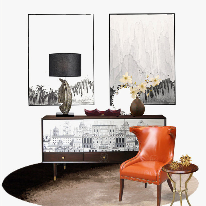 Modern Art Deco Leaf Resin Fabric Iron 1-Light Table Lamp For Living Room