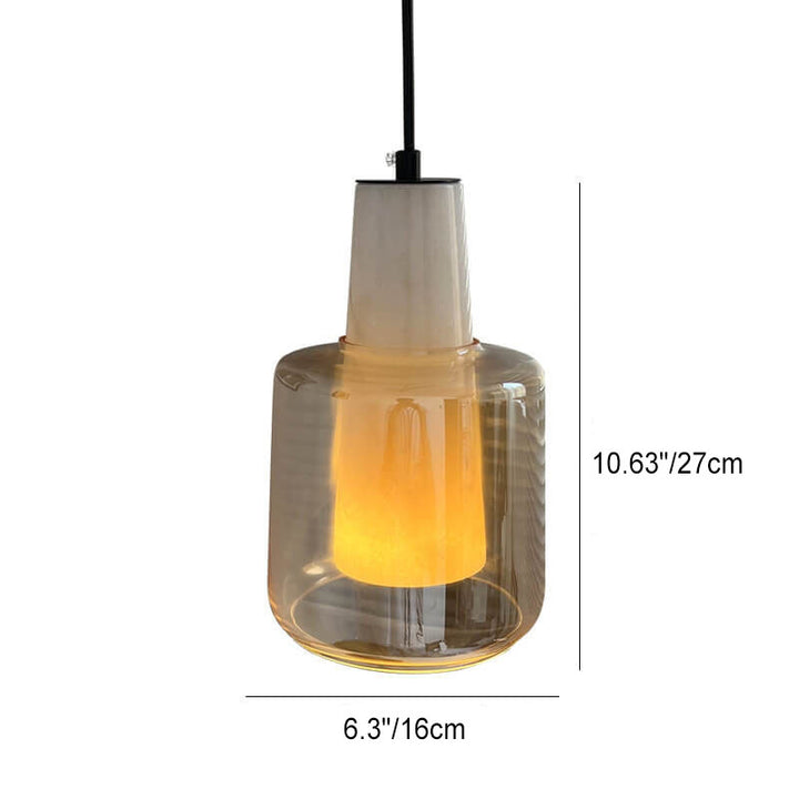 Nordic Minimalist Marble Glass Jar 1-Light Pendant Light