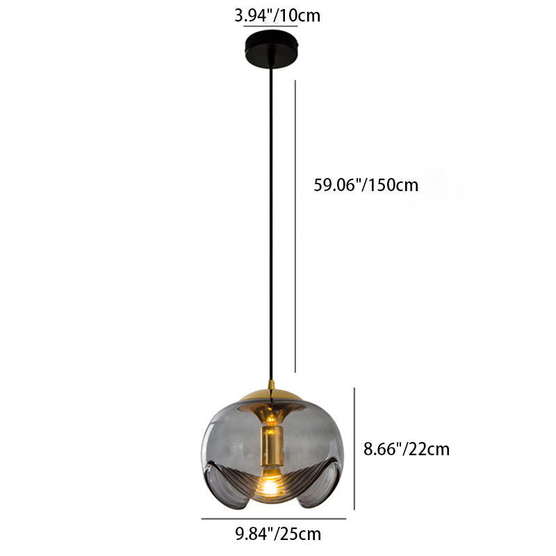 Contemporary Scandinavian Oval Column Iron Glass 1-Light Pendant Light For Bedroom