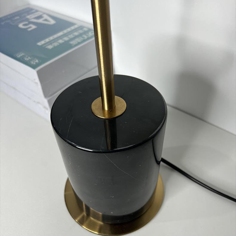 Lampe de table moderne minimaliste à une lumière avec base en marbre cylindrique et boule ronde en fer et verre pour salon 