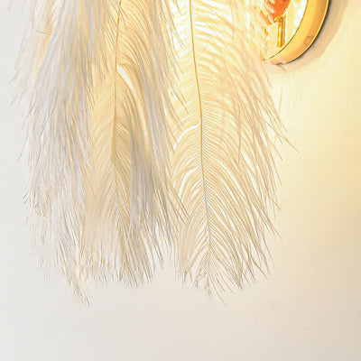 Zeitgenössische kreative Straußenfeder Design 1-Licht Wandleuchte Lampe für Wohnzimmer 