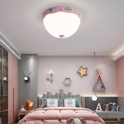 Contemporary Creative Acrylic Cartoon Semicircle LED Flush Mount Ceiling Light For Bedroom