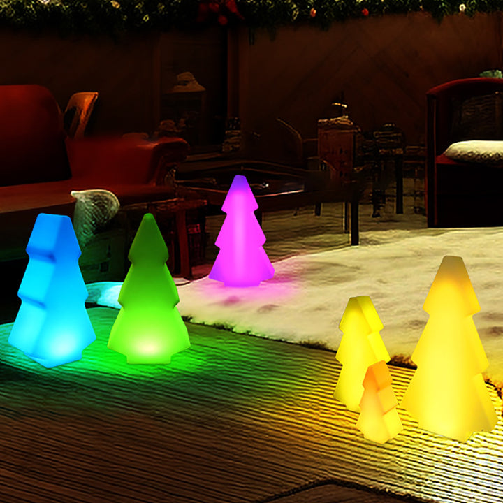 Moderne Art Deco Wasserdichte Solar Wiederaufladbare PE Weihnachtsbaum LED RGB Landschaft Beleuchtung Außenleuchte Für Garten 