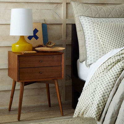 Contemporary Nordic Rectangular Wood Side Table 2-Drawer For Living Room