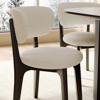Silla de comedor sin brazos contemporánea de simplicidad redonda con respaldo de marco de madera de terciopelo suave para comedor 